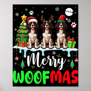 God jul Woof Three Santa English Springer Poster