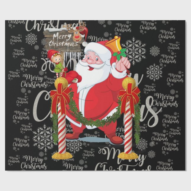 God jul Wrapping Papper Elf Santa Presentpapper (Platt)