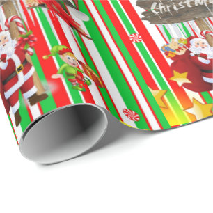 God jul Wrapping Papper Elf Snögubbe Presentpapper