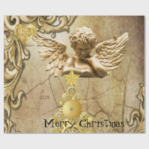God jul Wrapping Papper Guld Angel Presentpapper
