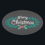 GOD JUL WREATH CHALKBOARD STICKERS OVALT KLISTERMÄRKE<br><div class="desc">GOD JUL: Ljusa och glada julklistermärken av typen whimsical chalkboard oval stil med avslappnad handdragen typografi och färgstark horn- och lagerkrans av blommigt. Familjevänlig design är underbar för barn, lärare och vuxnor i hjärtat. Kan också användas som dekorativa kuvertförseglingar eller unika presentförpackningslager. Contemporary, klassiskt, modernt och snyggt sätt att skicka...</div>