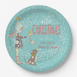 God jul- X-mas Girl-Hund, redigerbar text på