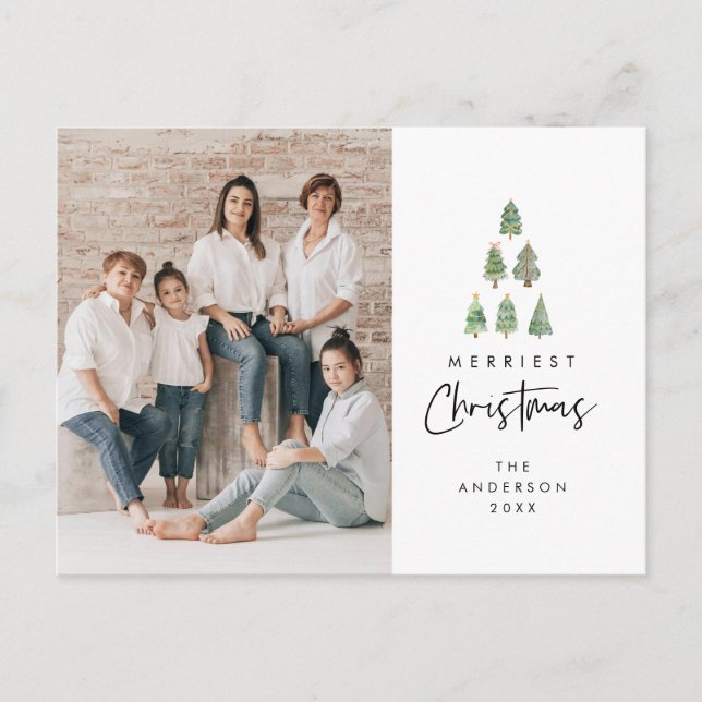 God jul, Xmas familjefoto Vykort (Framsida)