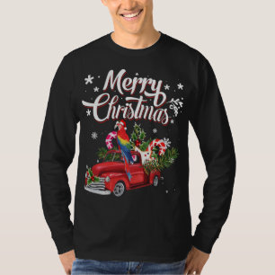 God Jul Xmas Träd Röd Lastbil Papegoja Tomte Hatt T Shirt
