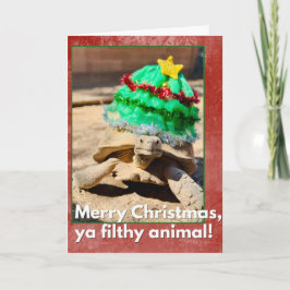 God jul ya filthy animal Sarcastic sköldpadda Kort