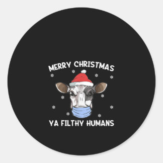 God jul Ya Filthy Humans Cow Ansikte Mask Runt Klistermärke