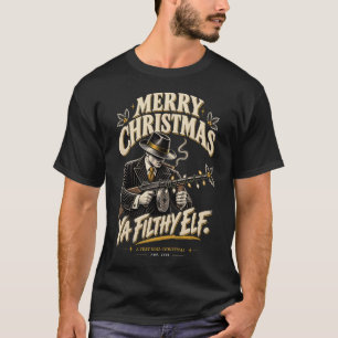 God Jul Ya Smutsiga Tomte Gangster Noir Retro T Shirt