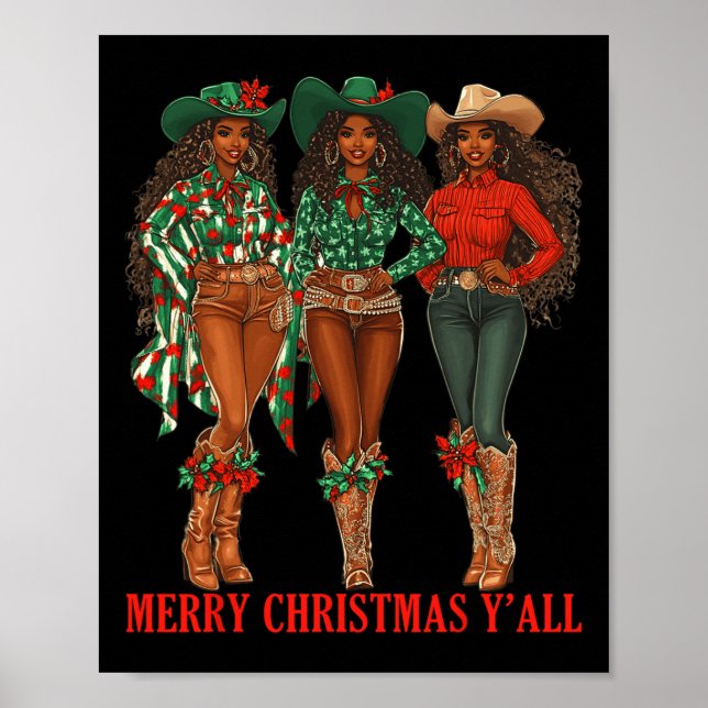 God jul Y'all Black Cowgirl African Chris Poster (Framsidan)