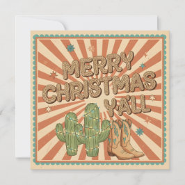 God Jul Y'all Boho Västerländskt Kort