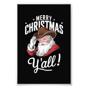 God Jul Y'all Country Cowboy Tomte Fototryck