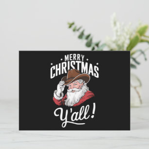 God Jul Y'all Country Cowboy Tomte Julkort