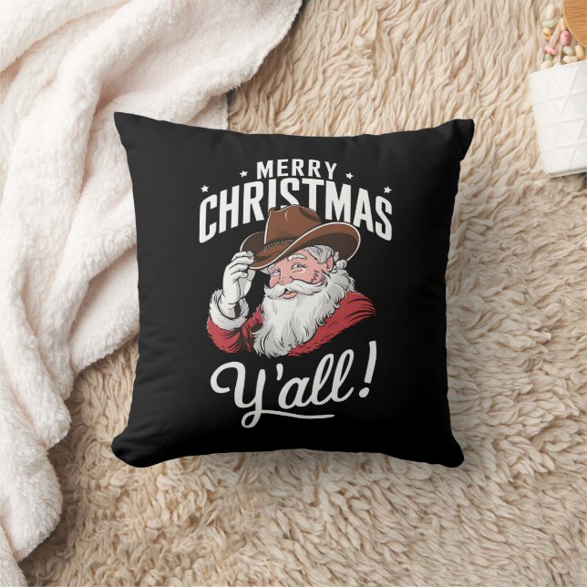 God Jul Y'all Country Cowboy Tomte Kudde (Filt)