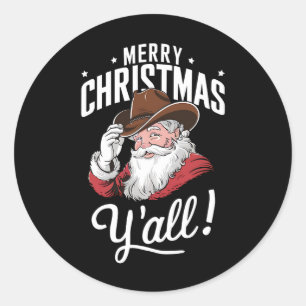 God Jul Y'all Country Cowboy Tomte Runt Klistermärke