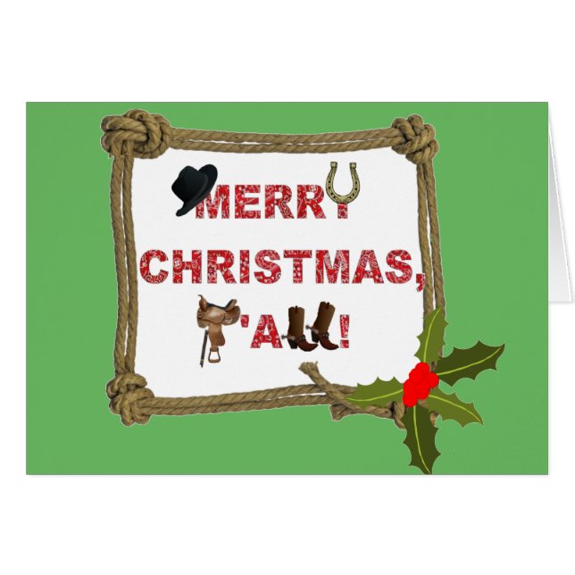 God jul, Ya'll - Cowboy Hälsningskort (Framsidan Horizontal)