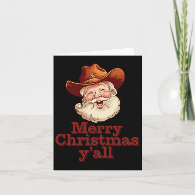 God jul Y'all Cowboy Santa Westernare Land Kort (Framsida)