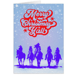 God jul Y'all! Cowtjejer Horses Hälsningskort
