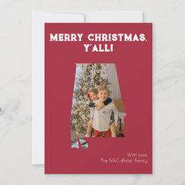 God jul Y'all Crimson Alabama State Photo Julkort
