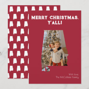 God jul Y'all Crimson Alabama State Photo Julkort