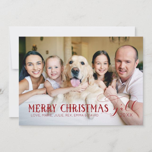 God jul Y'All - Family PhotoCard Julkort (Framsida)