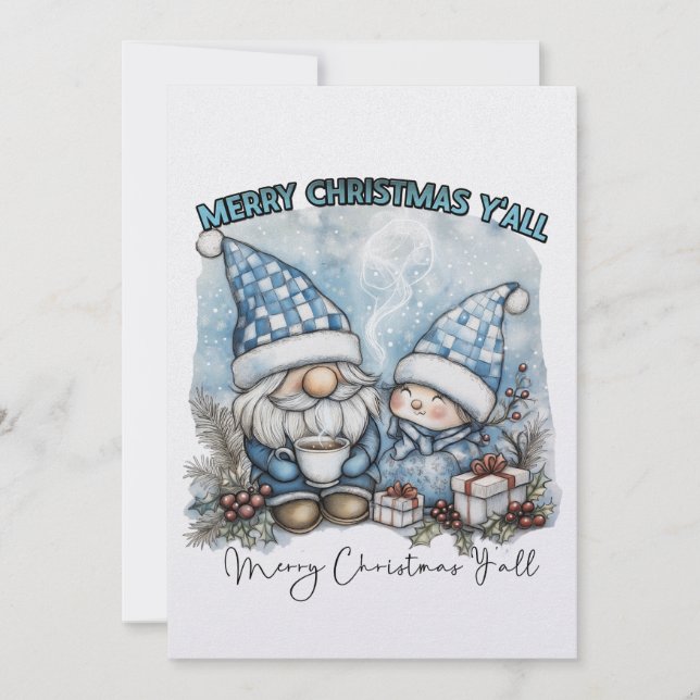 God jul Y'ALL Flata Julhälsningar kort (Framsida)