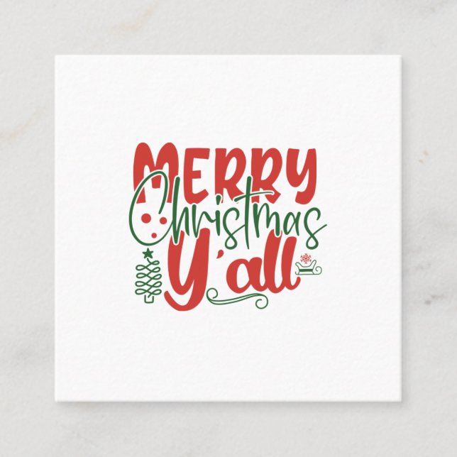 God jul Y'all Fyrkantigt Visitkort (Framsida)