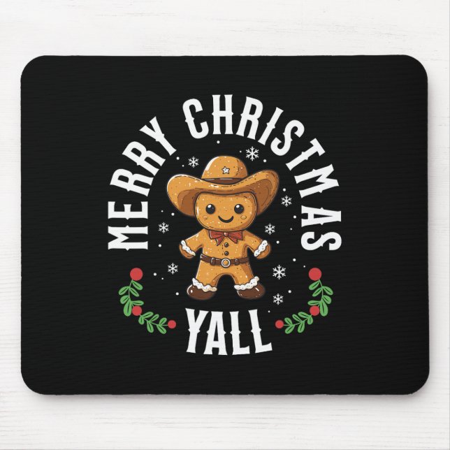 God jul Yall Gingerbröd Cowboy Howdy Väster Musmatta (Framsidan)