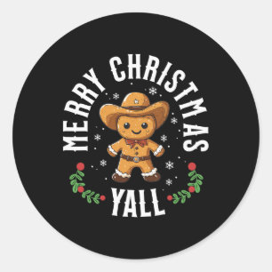 God jul Yall Gingerbröd Cowboy Howdy Väster Runt Klistermärke