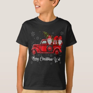 God jul Y'all Gnomes Santa Retro Red Lastbil T Shirt