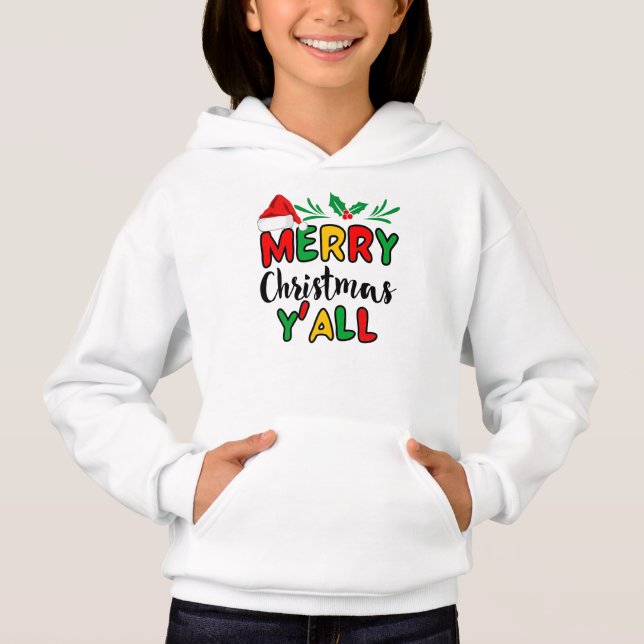 God jul Y'all Hoodie T Shirt (Framsida)
