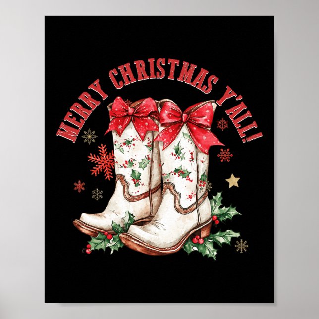 God jul Y'all Howdy jul Boots Cowgir Poster (Framsidan)