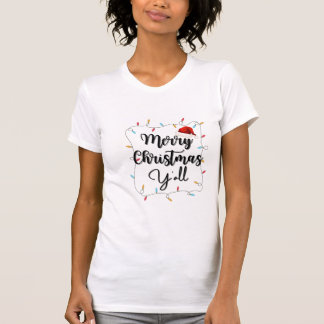 God jul Y'all Julafton Light and Santa Hat T Shirt