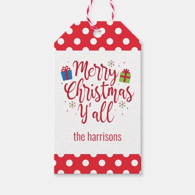 God jul Y'all Juletiketter Presentetikett (Framsidan)