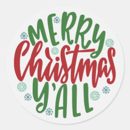 God jul Y'all Kuvert Seal-förseglingsmärke Runt Klistermärke