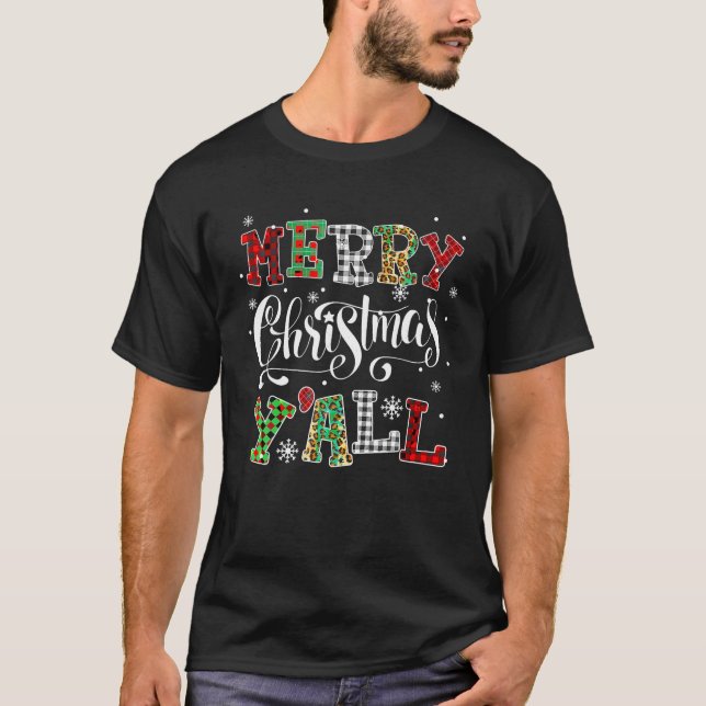 God jul Yall Leopard Buffalo Play Pajama T Shirt (Framsida)