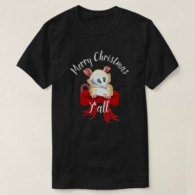 God Jul Ya'll med Possum  T Shirt (Design framsida)
