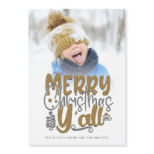 God jul Y'All Photo Artsy Script Magnet