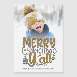 God jul Y'All Photo Artsy Script Magnet