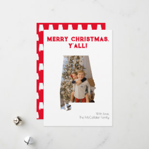 God jul Y'all Red Alabama State Photo Julkort