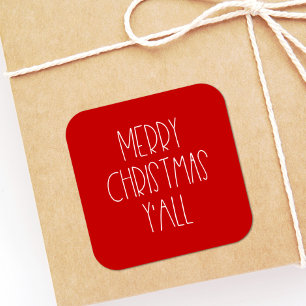 God jul y'all Red Fyrkantigt Klistermärke