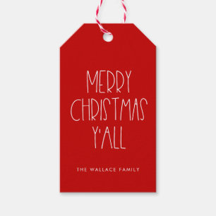 God jul y'all Red Presentetikett