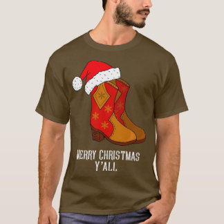 God jul Yall Red Western CowboyBoots T Shirt