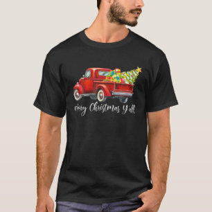 God jul Y'all Retro Red Lastbil jul Bo T Shirt