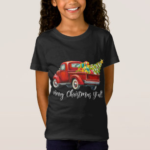 God jul Y'all Retro Red Lastbil jul Bo T Shirt