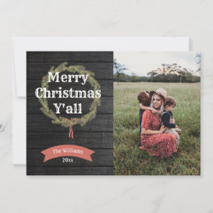god jul Yall Rustic Photo Helgdag Card Julkort