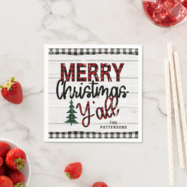 God jul Y'all Rustic Pput Träd Namn Pappersservett