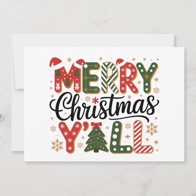 God Jul Y'all Södra Högtidsfirande Julkort (Framsida)