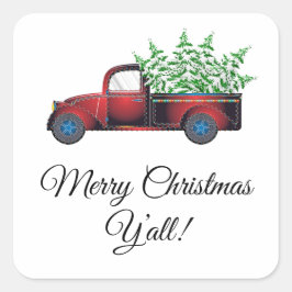 God jul Y'all Sticker Fyrkantigt Klistermärke