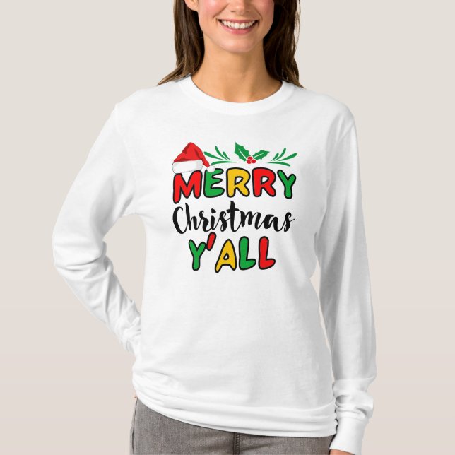 God jul Y'all T Shirt (Framsida)