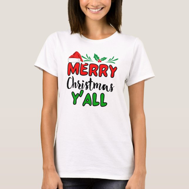 God jul Y'all T Shirt (Framsida)