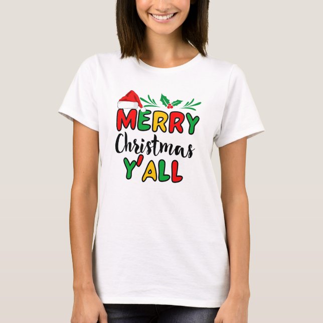 God jul Y'all T Shirt (Framsida)